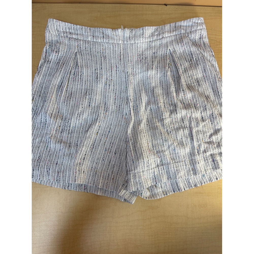 Amarras Womens White Multicolor Confetti Stripe Pleated High Waist Shorts Size M